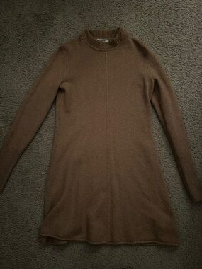 Madewell Brown Knit Long-Sleeve Sweater Dress